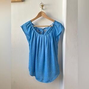 LC Lauren Conrad Light Blue Floral Top